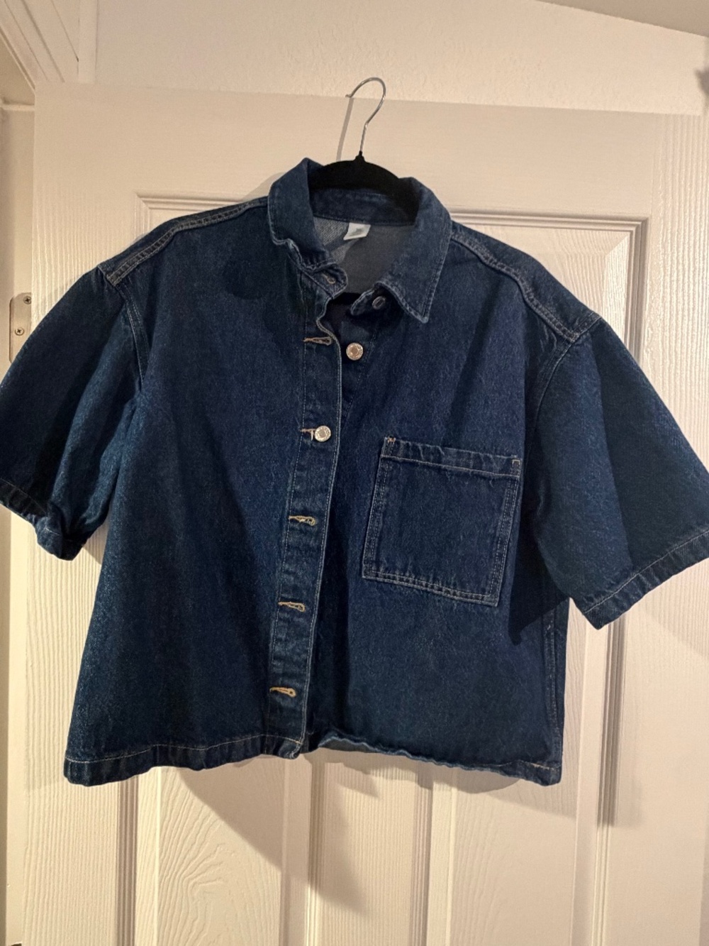 H&M &DENIM Short Sleeve Denim Shirt Size S